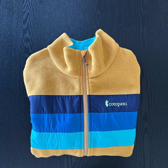 Mint condition Cotopaxi Mustard Fleece Jacket with Blue Stripes - Picture 2 of 7